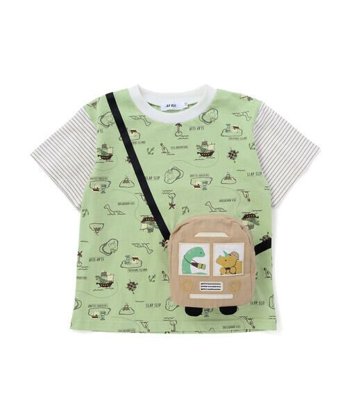 SLAP SLIP / スラップ スリップ Tシャツ | 【お揃い】恐竜総柄ポシェット付き天竺Tシャツ(80~130cm) | 詳細13