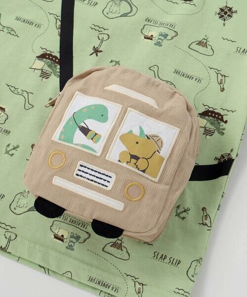 SLAP SLIP / スラップ スリップ Tシャツ | 【お揃い】恐竜総柄ポシェット付き天竺Tシャツ(80~130cm) | 詳細15