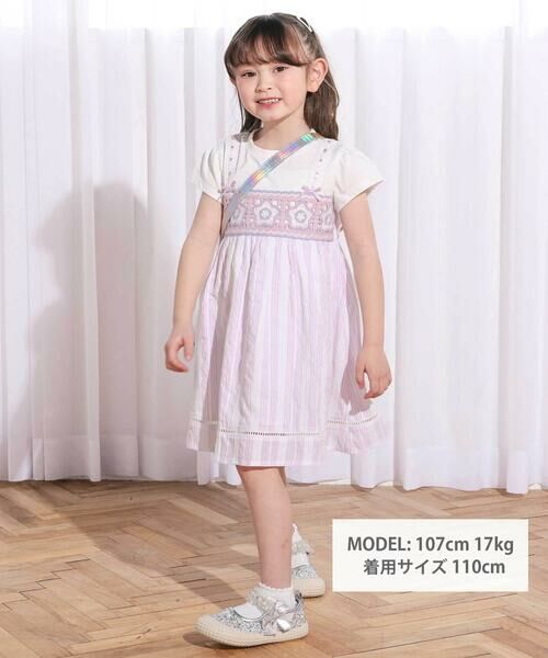 SLAP SLIP / スラップ スリップ ミニ丈・ひざ丈ワンピース | 【お揃い】かぎ編み風レースビスチェドッキング天竺ワンピース(80~130cm) | 詳細12