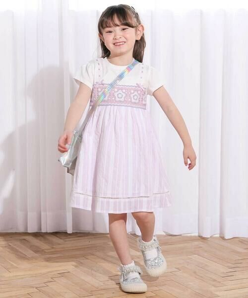 SLAP SLIP / スラップ スリップ ミニ丈・ひざ丈ワンピース | 【お揃い】かぎ編み風レースビスチェドッキング天竺ワンピース(80~130cm) | 詳細13