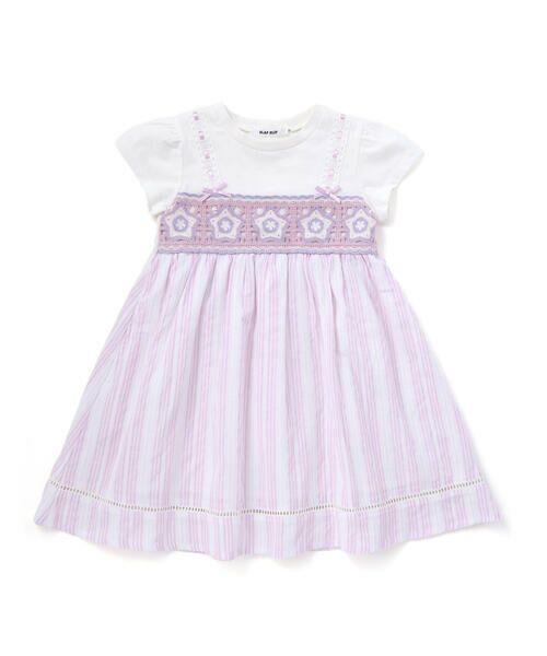 SLAP SLIP / スラップ スリップ ミニ丈・ひざ丈ワンピース | 【お揃い】かぎ編み風レースビスチェドッキング天竺ワンピース(80~130cm) | 詳細16