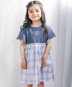SLAP SLIP / スラップ スリップ ミニ丈・ひざ丈ワンピース | 【お揃い】マドラスチェック刺しゅう入りワンピース(80~130cm)