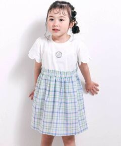 SLAP SLIP / スラップ スリップ ミニ丈・ひざ丈ワンピース | 【お揃い】マドラスチェック刺しゅう入りワンピース(80~130cm)