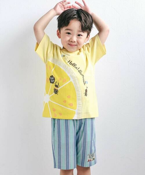 SLAP SLIP / スラップ スリップ その他トップス | フルーツ昆虫プリント半袖Tシャツ+パンツセットアップ(80~130cm)（イエロー）