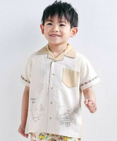 SLAP SLIP / スラップ スリップ Tシャツ | 【接触冷感/お揃い】海の生き物恐竜果物総柄切り替え半袖シャツ(80~130cm)