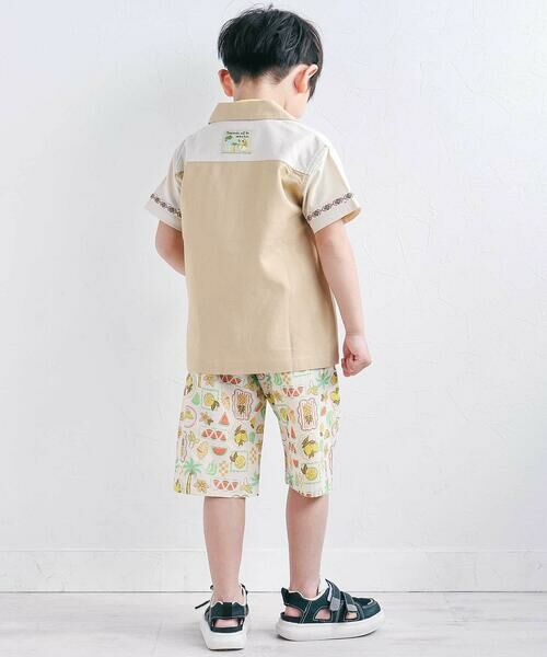SLAP SLIP / スラップ スリップ Tシャツ | 【接触冷感/お揃い】海の生き物恐竜果物総柄切り替え半袖シャツ(80~130cm) | 詳細2