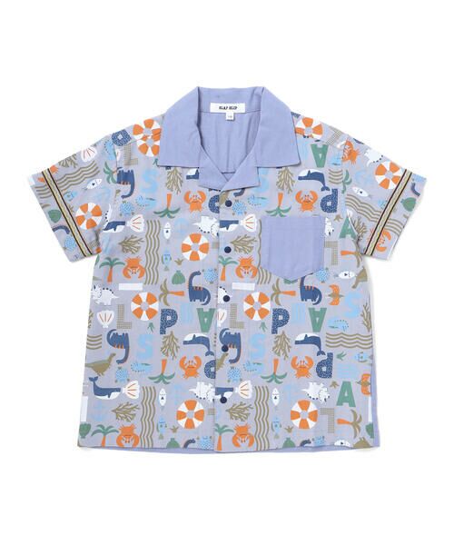 SLAP SLIP / スラップ スリップ Tシャツ | 【接触冷感/お揃い】海の生き物恐竜果物総柄切り替え半袖シャツ(80~130cm) | 詳細12