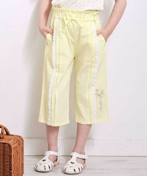 SLAP SLIP / スラップ スリップ ショート・ハーフ・半端丈パンツ | ウエストリボン付き7分丈リラックスパンツ(90~130cm)（イエロー）
