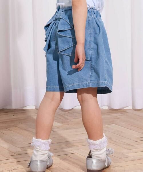 SLAP SLIP / スラップ スリップ ショート・ハーフ・半端丈パンツ | デニム&ツイルバックフリルリボンショートパンツ(90~130cm)（ブルー）