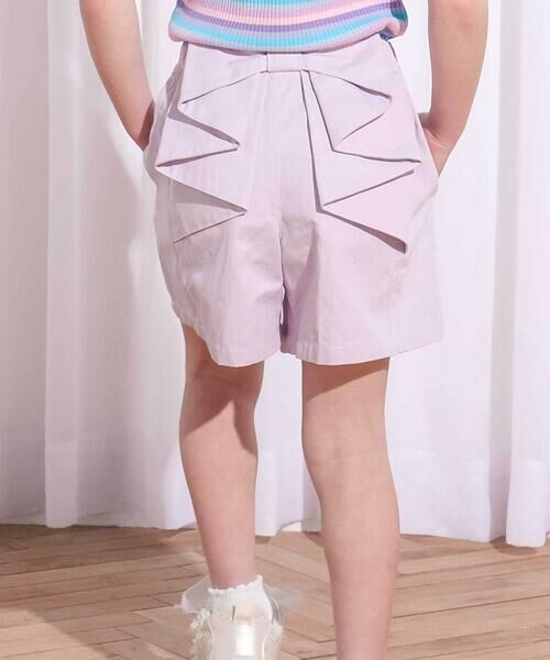 SLAP SLIP / スラップ スリップ ショート・ハーフ・半端丈パンツ | デニム&ツイルバックフリルリボンショートパンツ(90~130cm)（パープル）