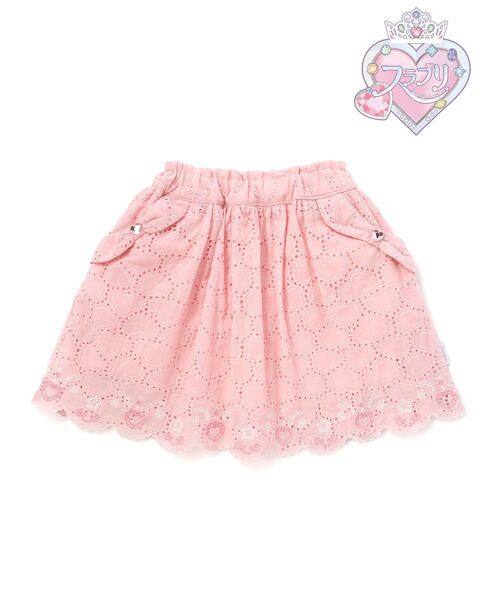 SLAP SLIP / スラップ スリップ ショート・ハーフ・半端丈パンツ | 【スラプリ】スカラップレースビジュー付きスカパン(90~130cm)（ピンク）