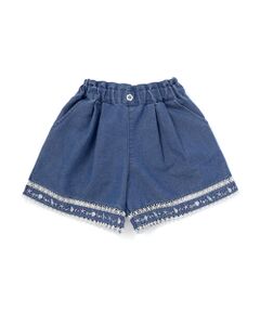 SLAP SLIP / スラップ スリップ ショート・ハーフ・半端丈パンツ | 裾レース刺しゅう入りデニムショートパンツ(90~130cm)
