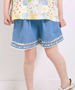 SLAP SLIP / スラップ スリップ ショート・ハーフ・半端丈パンツ | 裾レース刺しゅう入りデニムショートパンツ(90~130cm)
