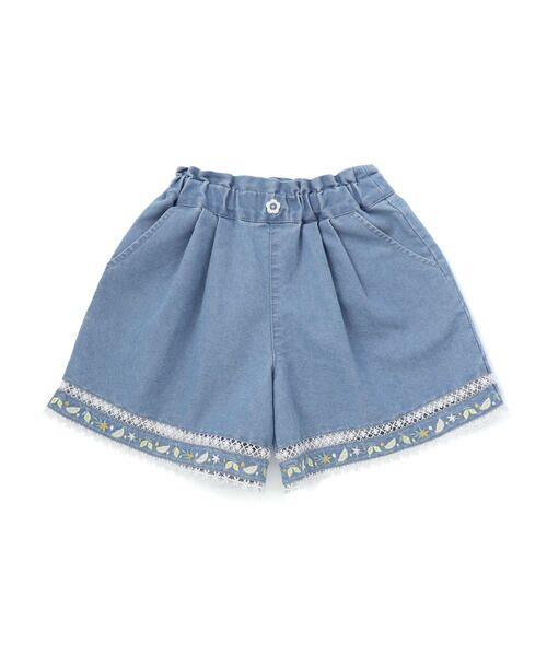 SLAP SLIP / スラップ スリップ ショート・ハーフ・半端丈パンツ | 裾レース刺しゅう入りデニムショートパンツ(90~130cm) | 詳細13