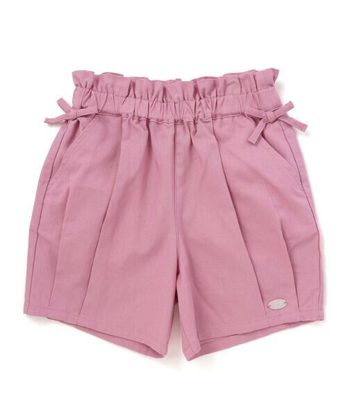 SLAP SLIP / スラップ スリップ ショート・ハーフ・半端丈パンツ | 【接触冷感/お揃い】無地+総柄タック入りショートパンツ(90~130cm)（ピンク）