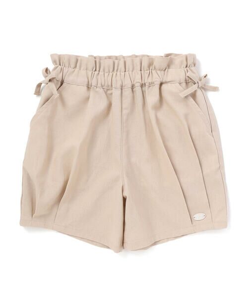 SLAP SLIP / スラップ スリップ ショート・ハーフ・半端丈パンツ | 【接触冷感/お揃い】無地+総柄タック入りショートパンツ(90~130cm)（ベージュ）