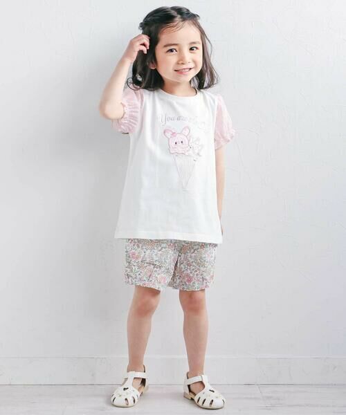 SLAP SLIP / スラップ スリップ ショート・ハーフ・半端丈パンツ | 【接触冷感/お揃い】無地+総柄タック入りショートパンツ(90~130cm) | 詳細9