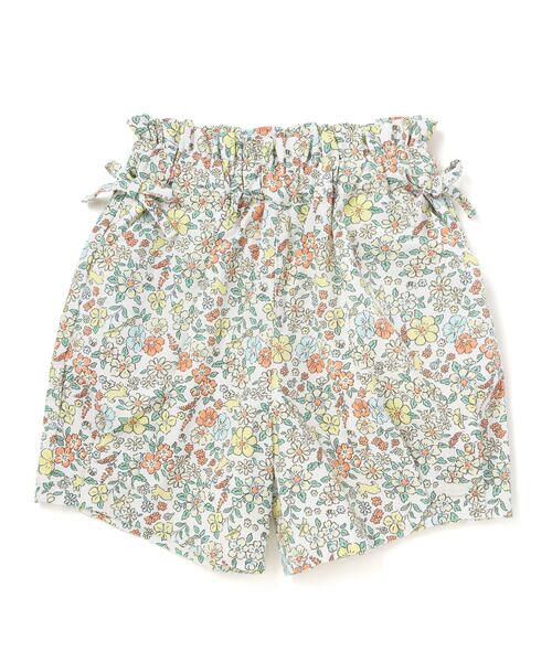 SLAP SLIP / スラップ スリップ ショート・ハーフ・半端丈パンツ | 【接触冷感/お揃い】無地+総柄タック入りショートパンツ(90~130cm)（オレンジ系）