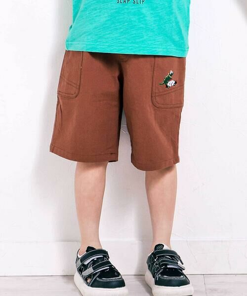SLAP SLIP / スラップ スリップ ショート・ハーフ・半端丈パンツ | サイドポケット刺しゅう5.5分丈ショートパンツ（ブラウン）