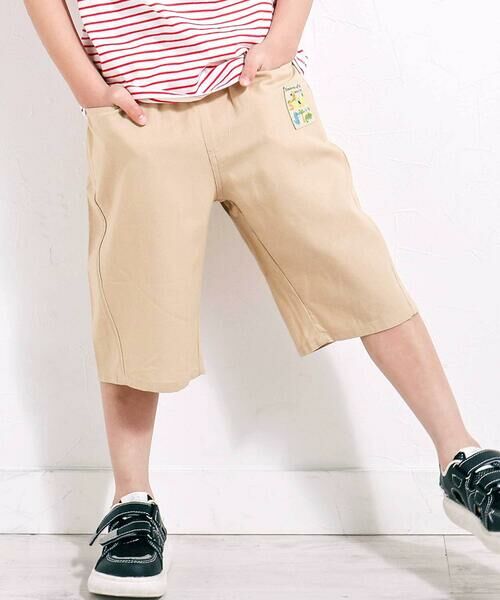 SLAP SLIP / スラップ スリップ ショート・ハーフ・半端丈パンツ | 【接触冷感/お揃い】無地+総柄5.5分丈パンツ(80~130cm)（ベージュ）