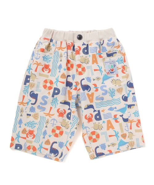 SLAP SLIP / スラップ スリップ ショート・ハーフ・半端丈パンツ | 【接触冷感/お揃い】無地+総柄5.5分丈パンツ(80~130cm)（オフホワイト系）