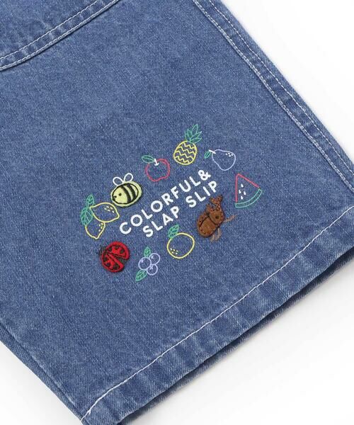 SLAP SLIP / スラップ スリップ デニムパンツ | フルーツ昆虫パッチストライプ切り替え5.5分丈デニムパンツ(80~130cm) | 詳細6