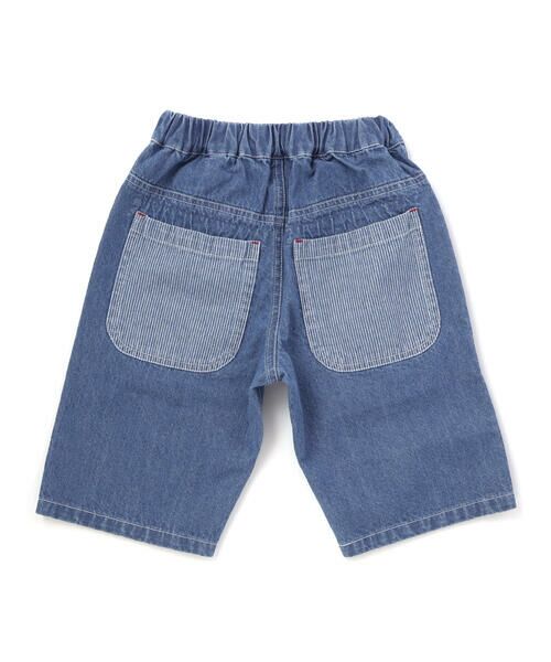 SLAP SLIP / スラップ スリップ デニムパンツ | フルーツ昆虫パッチストライプ切り替え5.5分丈デニムパンツ(80~130cm) | 詳細1