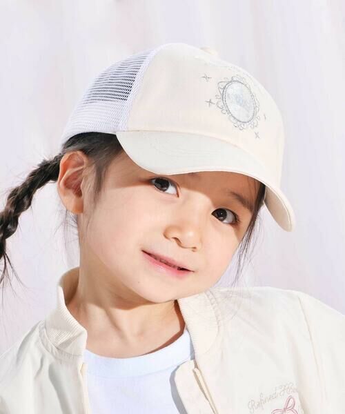 SLAP SLIP / スラップ スリップ キャップ | キラキラパッチ刺しゅうリボンメッシュキャップ(52~54cm)（オフホワイト）