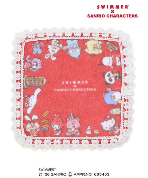 SLAP SLIP / スラップ スリップ ハンカチ | 【SWIMMERｘサンリオキャラクターズｘSLAPSLIP】レース付きハンカチ（レッド）