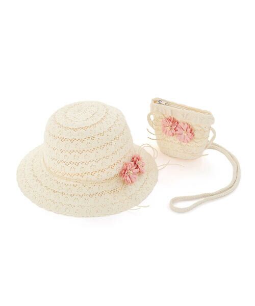 SLAP SLIP / スラップ スリップ ハット | モチーフ付きハット&ポシェット（ホワイト系xお花）