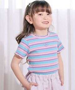 SLAP SLIP / スラップ スリップ Tシャツ | ボーダー&花柄テレコ半袖Tシャツ(80~130cm)