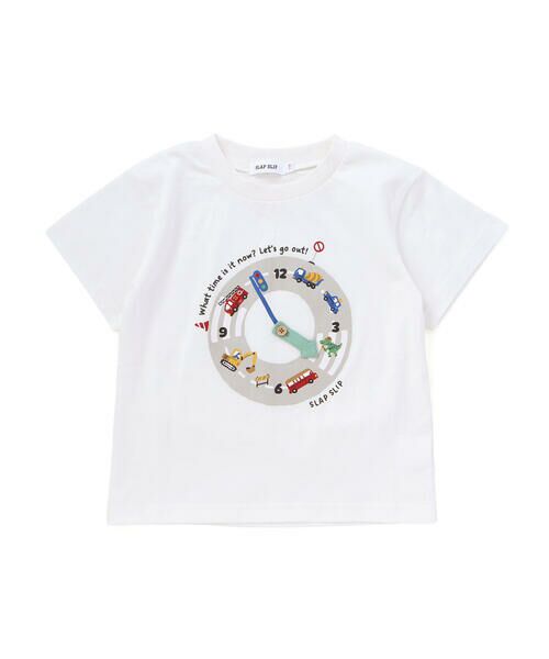 SLAP SLIP / スラップ スリップ Tシャツ | はたらくくるま&昆虫時計天竺半袖Tシャツ(80~130cm)（ホワイト）