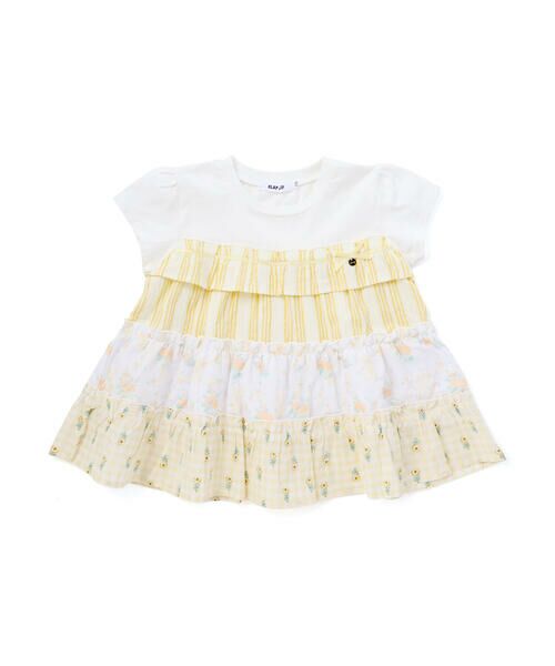 SLAP SLIP / スラップ スリップ Tシャツ | 【お揃い】ストライプ総柄切り替えティアード天竺半袖Tシャツ(80~130cm) | 詳細6