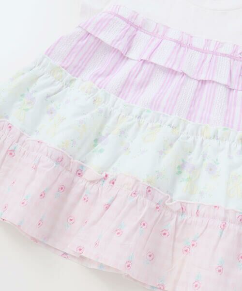 SLAP SLIP / スラップ スリップ Tシャツ | 【お揃い】ストライプ総柄切り替えティアード天竺半袖Tシャツ(80~130cm) | 詳細14