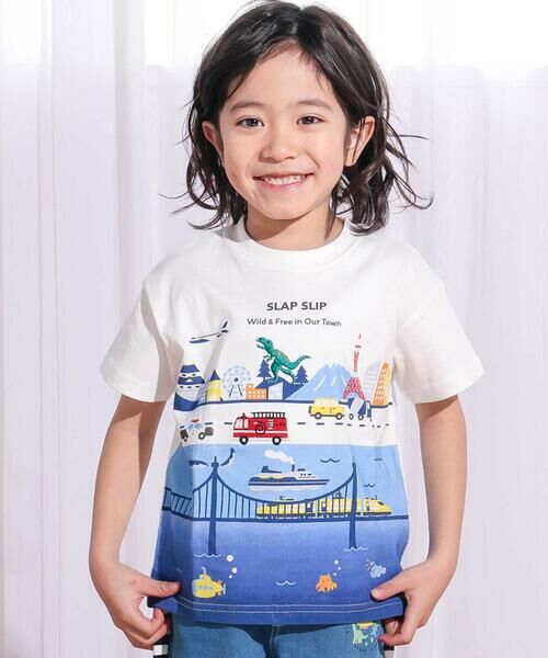 SLAP SLIP / スラップ スリップ Tシャツ | 日本風景プリント天竺半袖Tシャツ(80~130cm)（ホワイト）