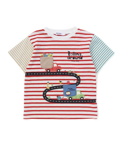 SLAP SLIP / スラップ スリップ Tシャツ | 乗り物モチーフポケットボーダー柄半袖Tシャツ(80~130cm) | 詳細3