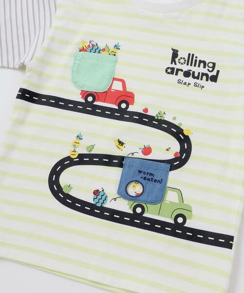 SLAP SLIP / スラップ スリップ Tシャツ | 乗り物モチーフポケットボーダー柄半袖Tシャツ(80~130cm) | 詳細7