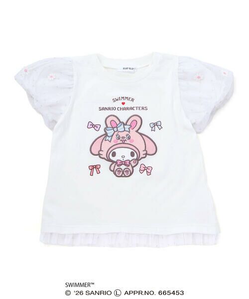 SLAP SLIP / スラップ スリップ Tシャツ | 【SWIMMERxサンリオキャラクターズxSLAPSLIP】パフスリーブレーシ−天竺半袖Tシャツ(80~130cm) | 詳細1