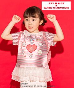 SLAP SLIP / スラップ スリップ Tシャツ | 【SWIMMERｘサンリオキャラクターズｘSLAPSLIP】ボーダー裾フリル襟レース天竺半袖Tシャツ(80~130cm)