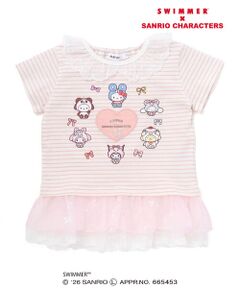 SLAP SLIP / スラップ スリップ Tシャツ | 【SWIMMERｘサンリオキャラクターズｘSLAPSLIP】ボーダー裾フリル襟レース天竺半袖Tシャツ(80~130cm)