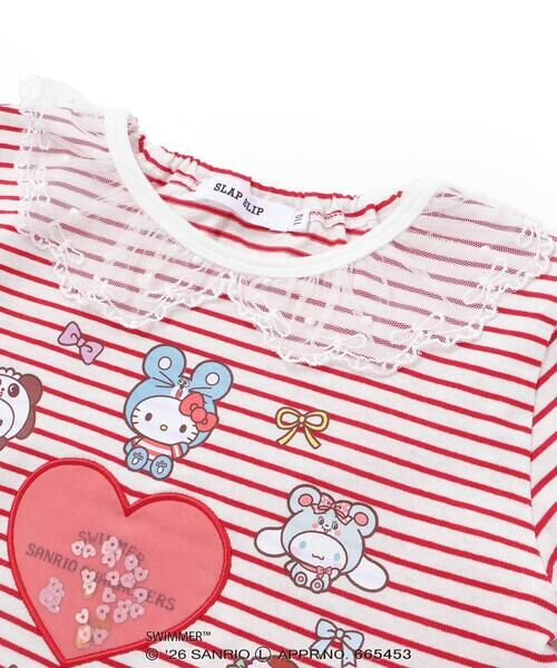 SLAP SLIP / スラップ スリップ Tシャツ | 【SWIMMERｘサンリオキャラクターズｘSLAPSLIP】ボーダー裾フリル襟レース天竺半袖Tシャツ(80~130cm) | 詳細6