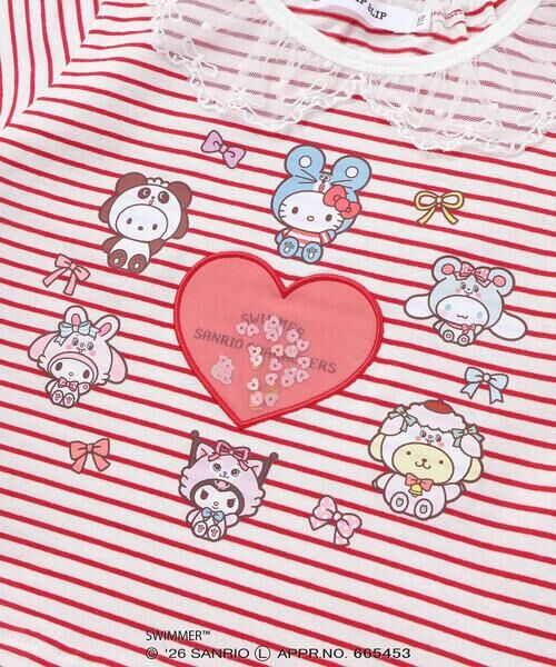 SLAP SLIP / スラップ スリップ Tシャツ | 【SWIMMERｘサンリオキャラクターズｘSLAPSLIP】ボーダー裾フリル襟レース天竺半袖Tシャツ(80~130cm) | 詳細7