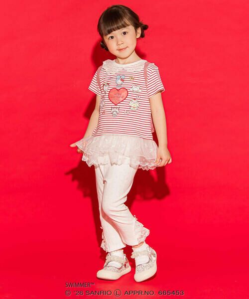 SLAP SLIP / スラップ スリップ Tシャツ | 【SWIMMERｘサンリオキャラクターズｘSLAPSLIP】ボーダー裾フリル襟レース天竺半袖Tシャツ(80~130cm) | 詳細2