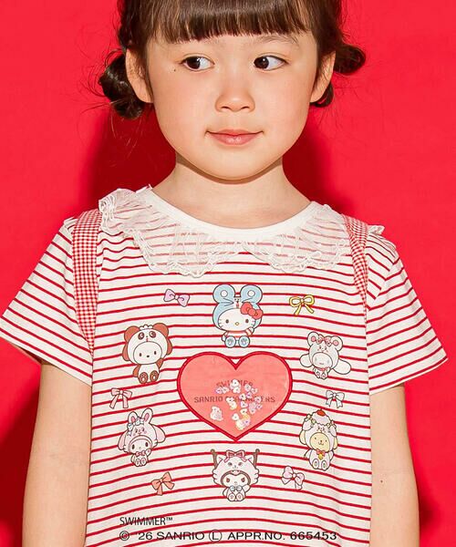 SLAP SLIP / スラップ スリップ Tシャツ | 【SWIMMERｘサンリオキャラクターズｘSLAPSLIP】ボーダー裾フリル襟レース天竺半袖Tシャツ(80~130cm) | 詳細3