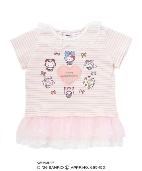 SLAP SLIP / スラップ スリップ Tシャツ | 【SWIMMERｘサンリオキャラクターズｘSLAPSLIP】ボーダー裾フリル襟レース天竺半袖Tシャツ(80~130cm) | 詳細16
