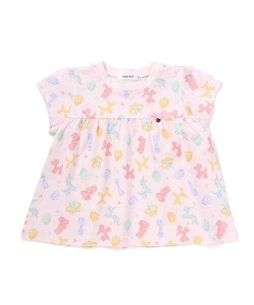 SLAP SLIP / スラップ スリップ Tシャツ | 【お揃い】バルーン宝石アイス果物総柄プリントフレア半袖Tシャツ(80~130cm)（ピンク系）