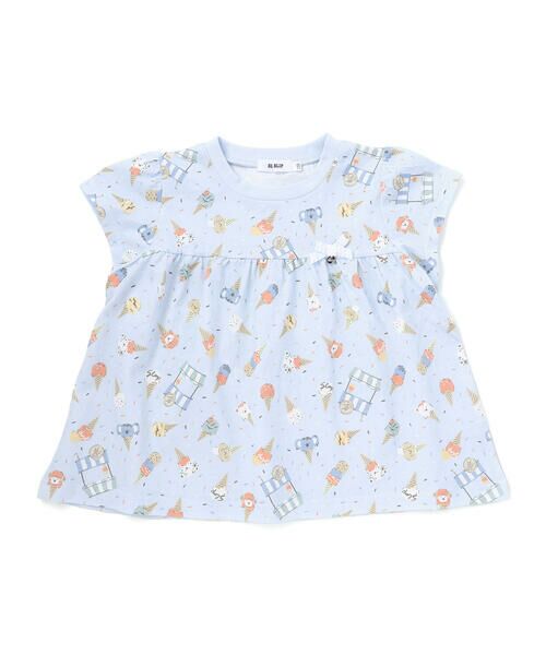 SLAP SLIP / スラップ スリップ Tシャツ | 【お揃い】バルーン宝石アイス果物総柄プリントフレア半袖Tシャツ(80~130cm)（ブルー系）