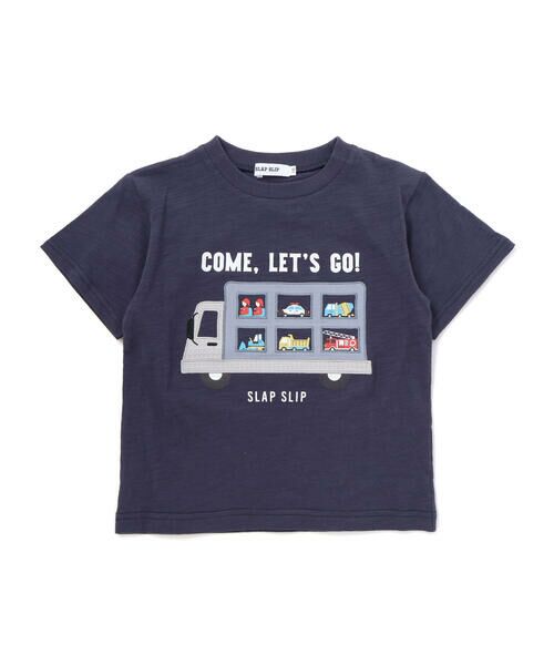 SLAP SLIP / スラップ スリップ Tシャツ | 窓からいっぱいパッチ半袖Tシャツ(80~130cm)（ネイビー）