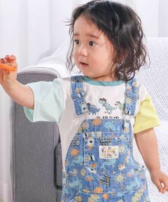 SLAP SLIP / スラップ スリップ サロペット・オールインワン | 恐竜くるま宇宙船総柄7分丈サロペット(80~110cm)