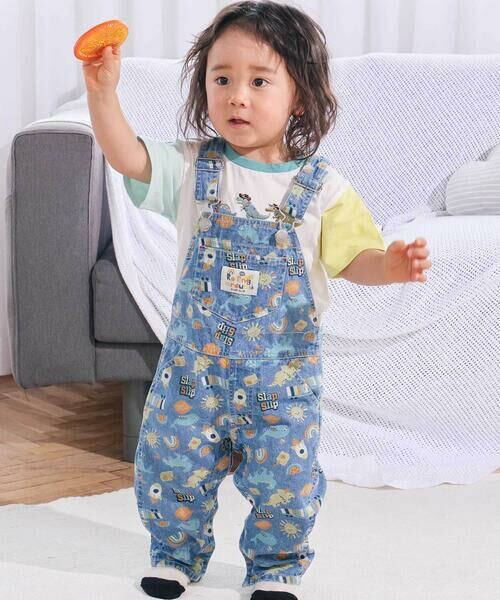 SLAP SLIP / スラップ スリップ サロペット・オールインワン | 恐竜くるま宇宙船総柄7分丈サロペット(80~110cm) | 詳細2